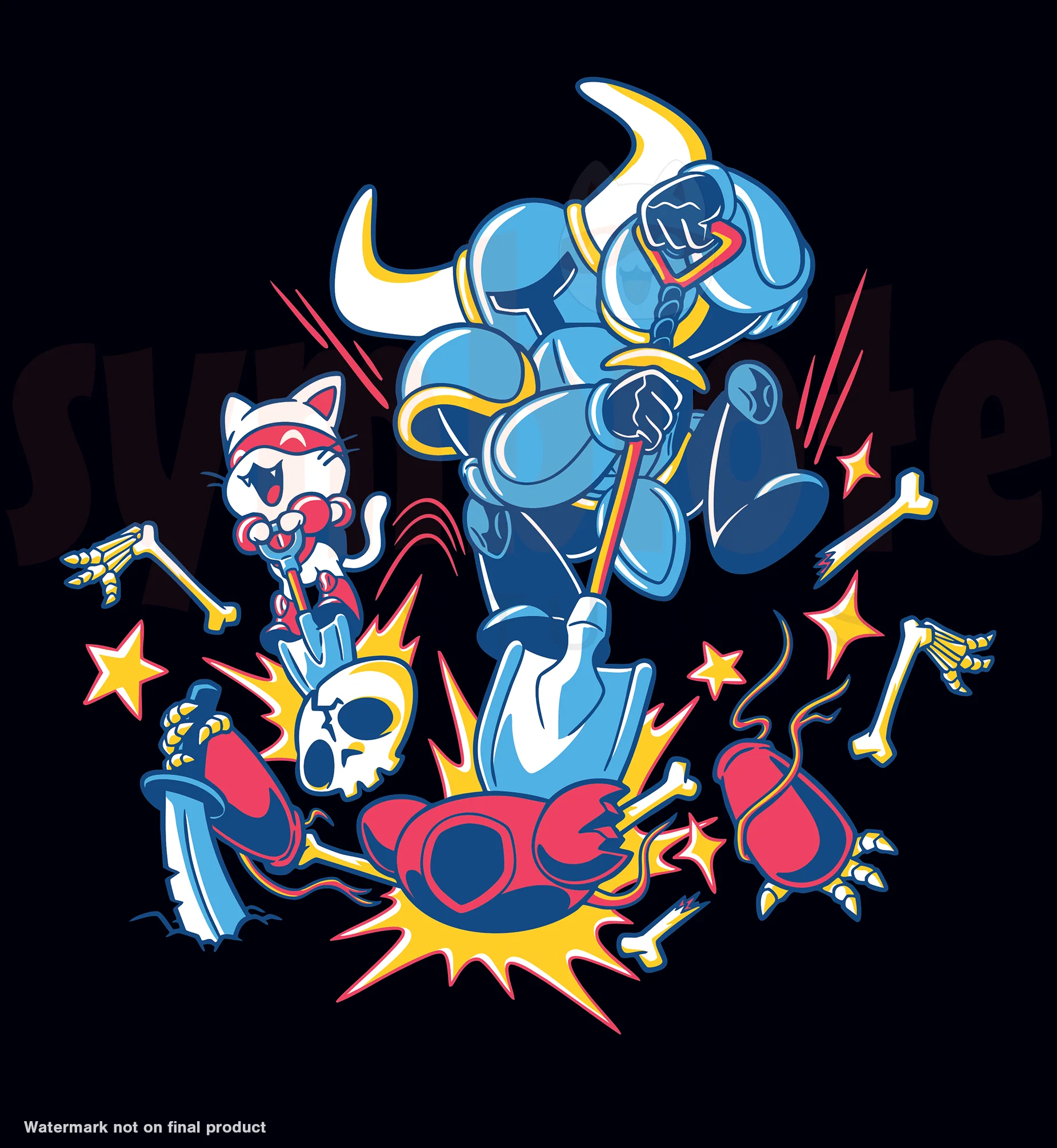 Catnip Bravo X Shovel Knight T-Shirt - Image 3